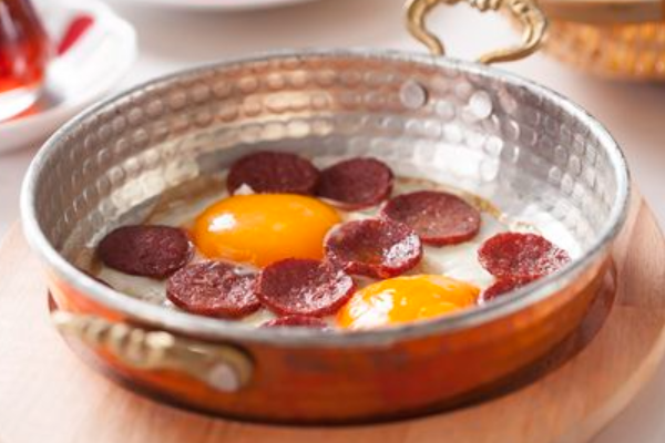 Sucuklu Yumurta / Sunny Side Up with Turkish Sausage